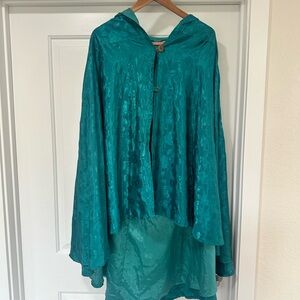 Elegant Teal Hooded Cape